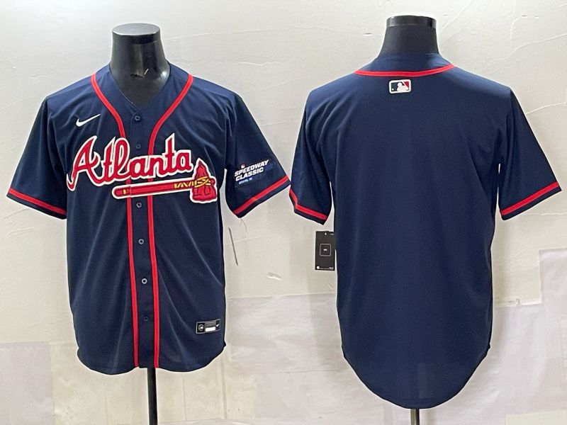 Men Atlanta Braves Blank Drak Blue  joint name Nike 2025 MLB Jersey style 03->atlanta braves->MLB Jersey